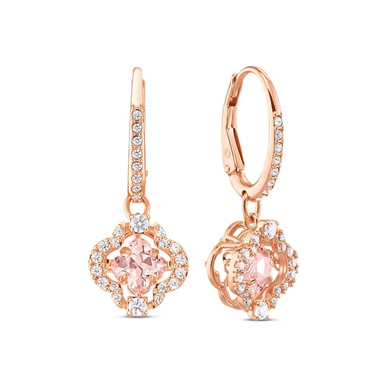 Boucles d'oreilles Sparkling Dance Clover swarovski métal doré rose