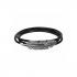 Bracelet Homme Phebus cuir noir et acier forme plume