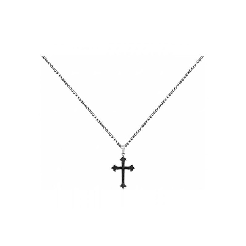 Collier Homme Phebus en acier motif croix gothique