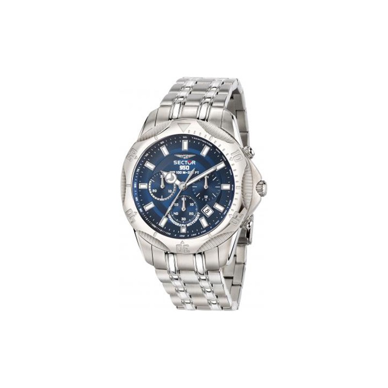 Montre Sector Homme bracelet argenté et cadran bleu