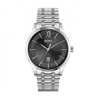 Montre homme boss acier argenté cadran noir