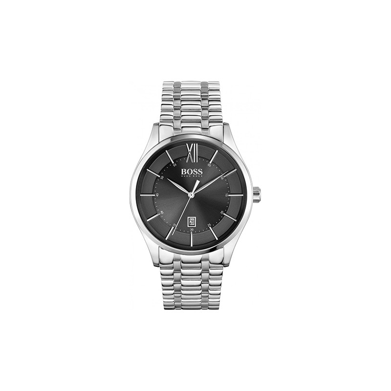 Montre homme boss acier argenté cadran noir