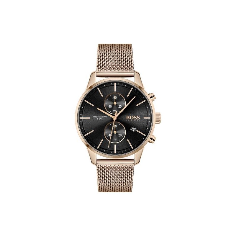 Montre homme boss acier doré cadran noir