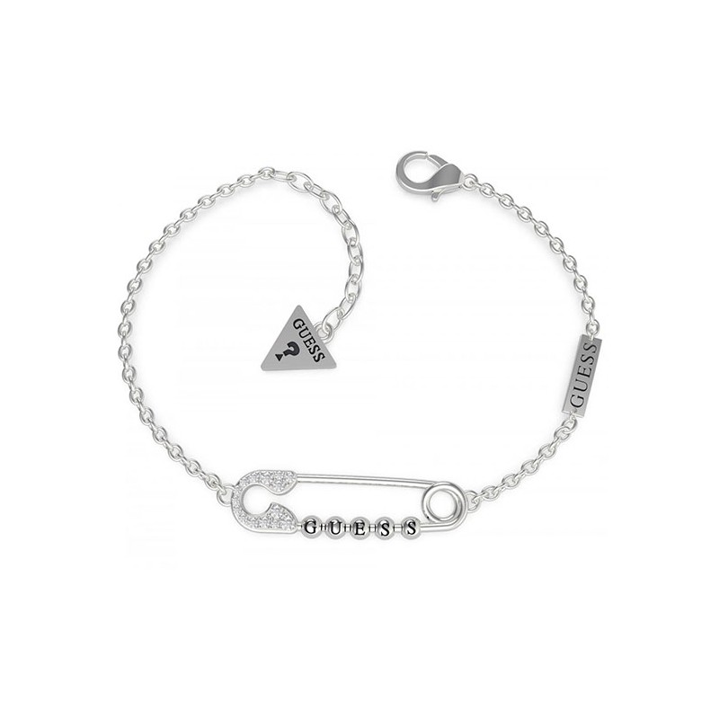 Bracelet Guess en métal rhodié couleur argent.