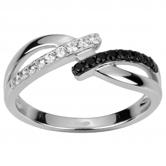 Bague argent femme phebus blanc et noir