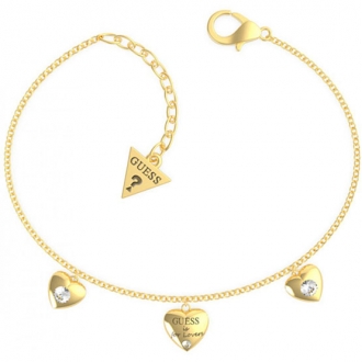 Bracelet acier doré 3 coeurs "Guess is for lovers" 