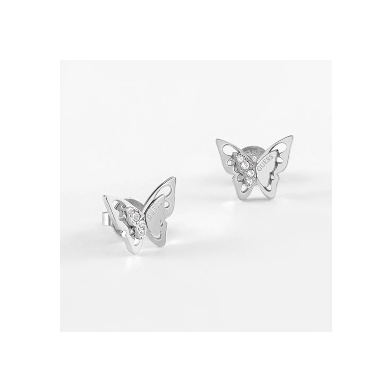 Boucles d'oreilles acier rhodié "Fly away"