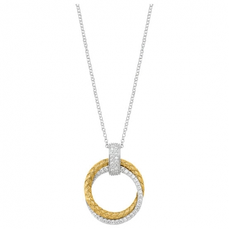 Collier argent Charles Garnier motif cercle bicolore