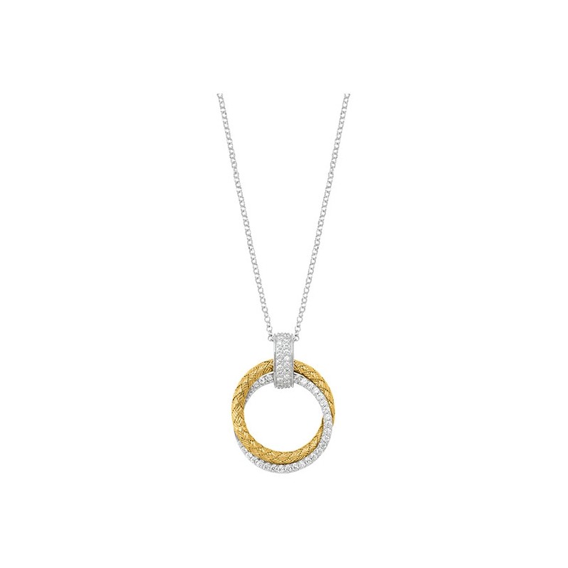 Collier argent Charles Garnier motif cercle bicolore