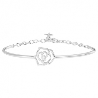 Bracelet demi-jonc rose perlée argent 925/000 rhodié et diamant de la marque La Garçonne