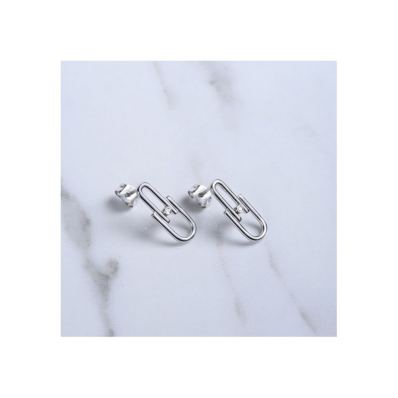 Boucles d’oreilles « évidence » argent 925/000 rhodié et diamant de la marque La Garçonne