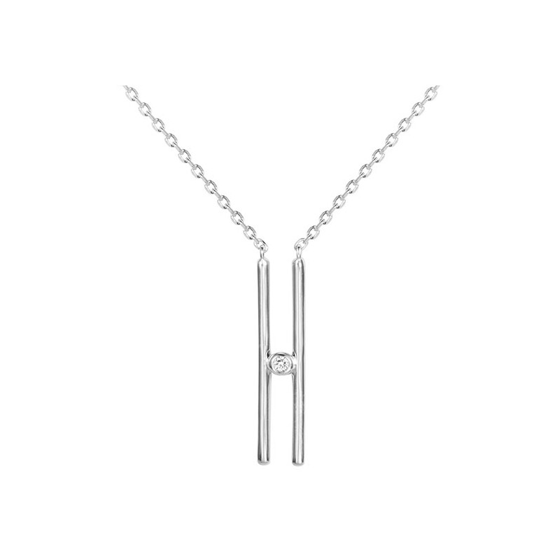 Collier argent 925/000 rhodié et diamant La Garçonne