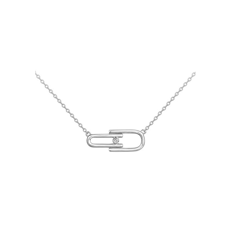 Collier argent "evidence" 925/000 rhodié et diamant La Garçonne