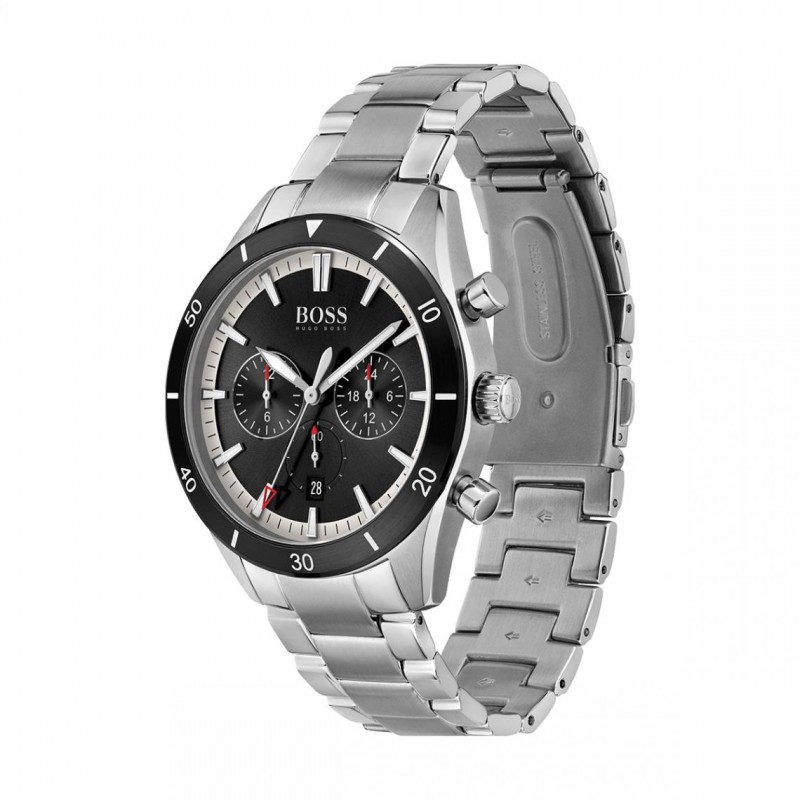 Montre homme boss acier argenté cadran noir