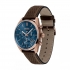 Montre homme boss bracelet cuir marron foncé et cadran bleu