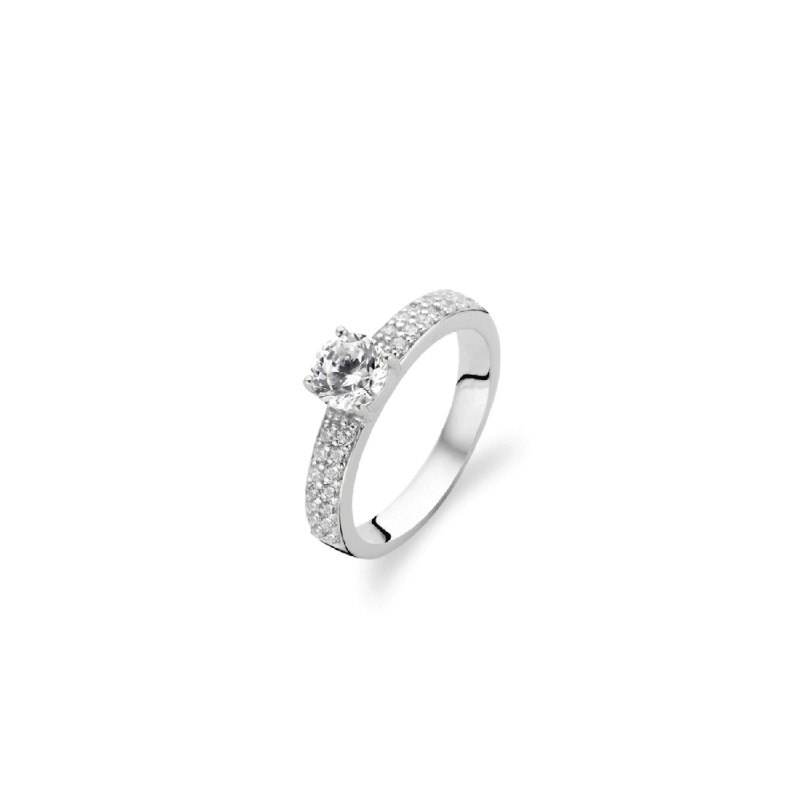 BAGUE EN ARGENT 925/000 RHODIE ET OXYDES DE ZIRCONUIM