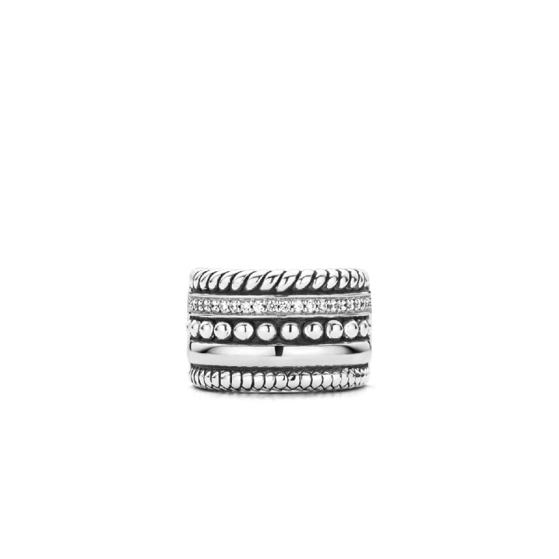 BAGUE EN ARGENT 925/000 RHODIE ET OXYDES DE ZIRCONUIM