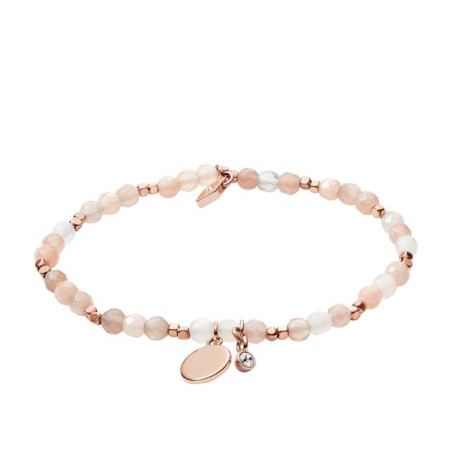 bracelet Fossil femme acier doré rose et pières de lune