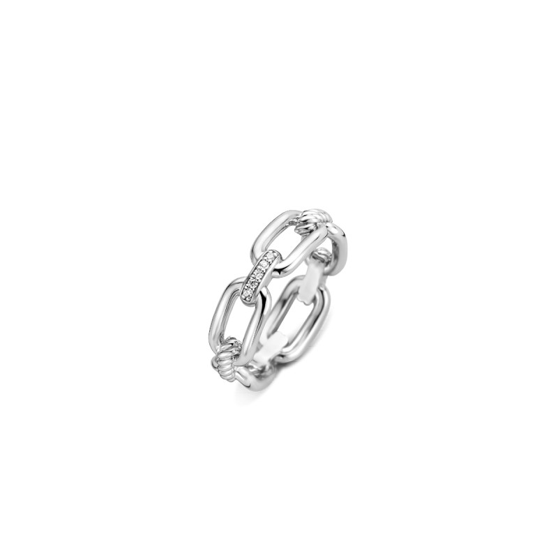 BAGUE EN ARGENT 925/000 RHODIE ET OXYDES DE ZIRCONUIM