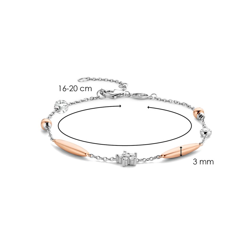 Bracelet argent, doré rose et oxydes de zirconium