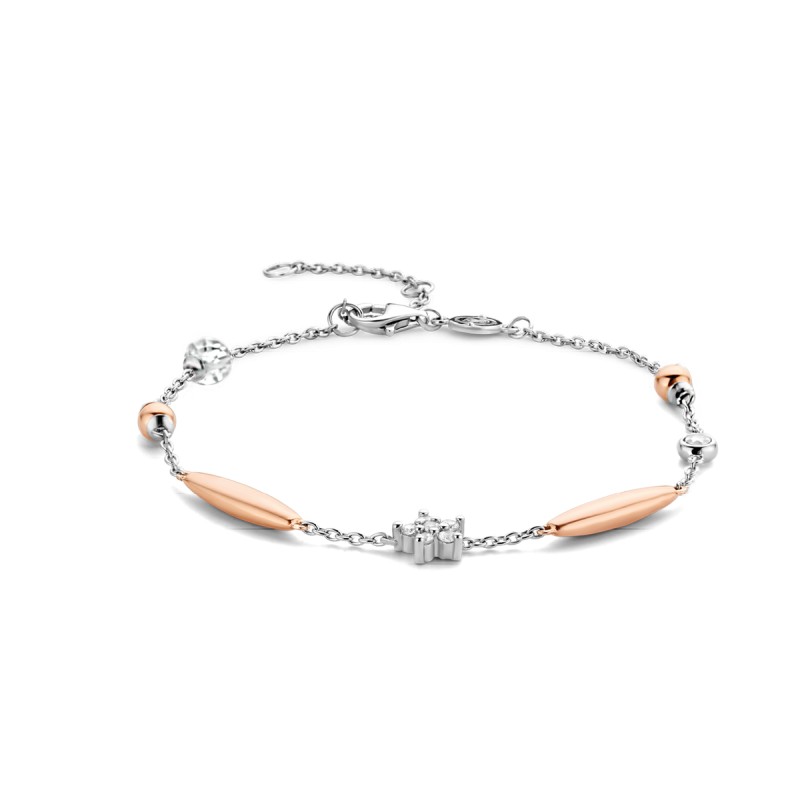 Bracelet argent, doré rose et oxydes de zirconium