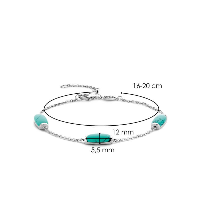 Bracelet argent et motifs turquoises