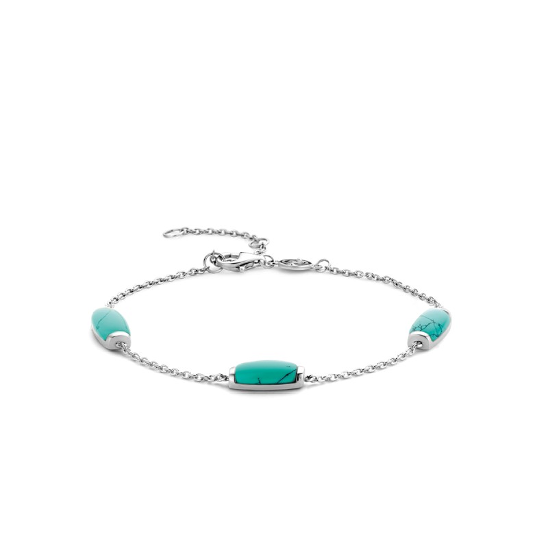 Bracelet argent et motifs turquoises