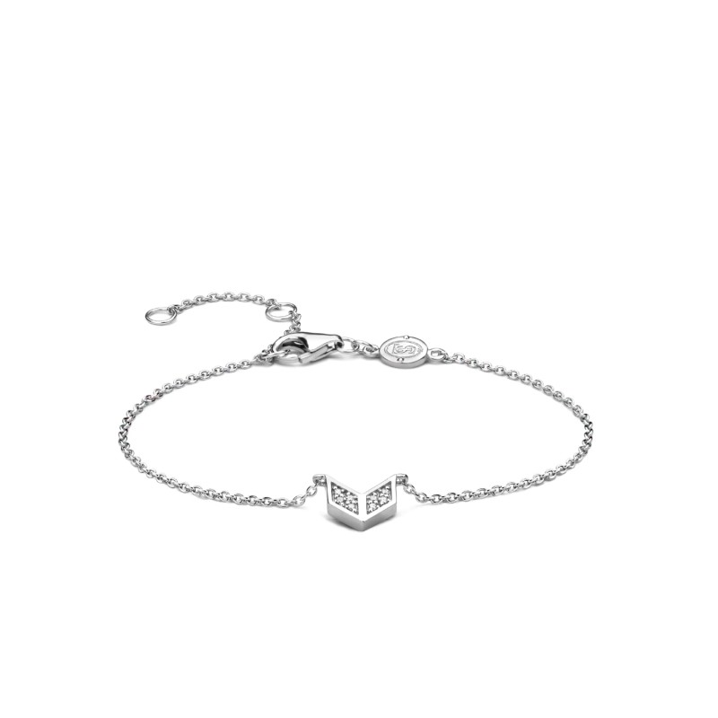 Bracelet argent 925/000 rhodié et oxyde de zirconium motif fleche