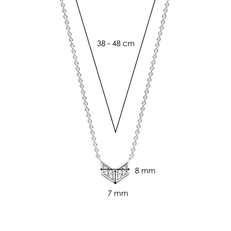 colliermotif pointe de fleche en argent et solitaire d'oxyde de zirconium