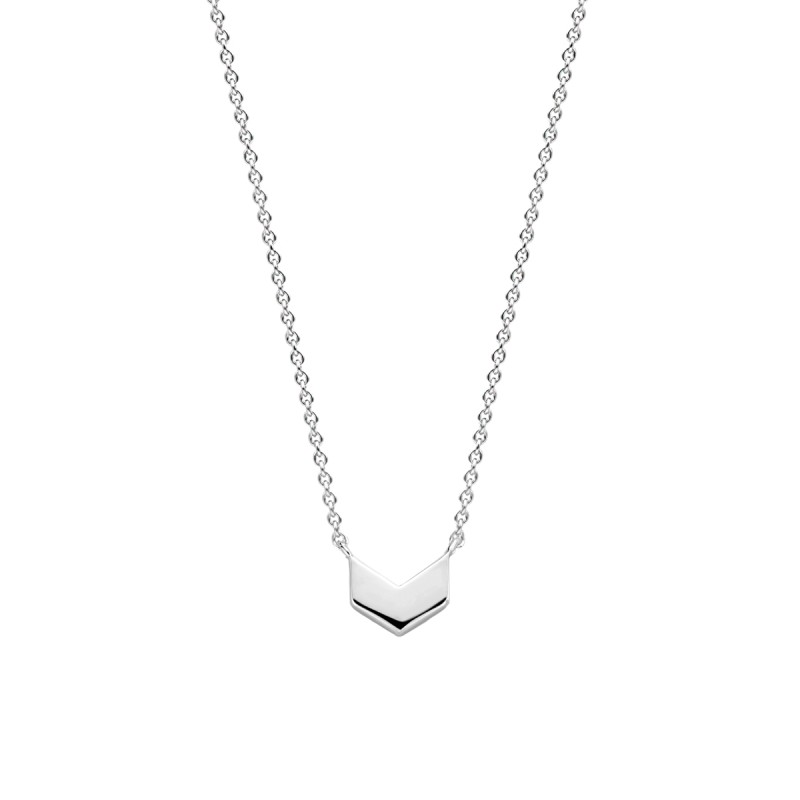 colliermotif pointe de fleche en argent et solitaire d'oxyde de zirconium