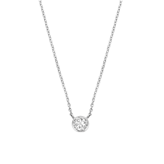 collier argent et solitaire d'oxyde de zirconium