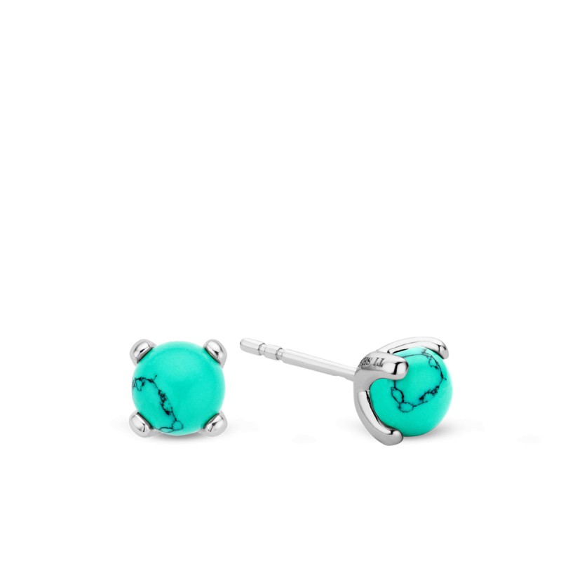 boucles d'oreilles argent et perle turquoise