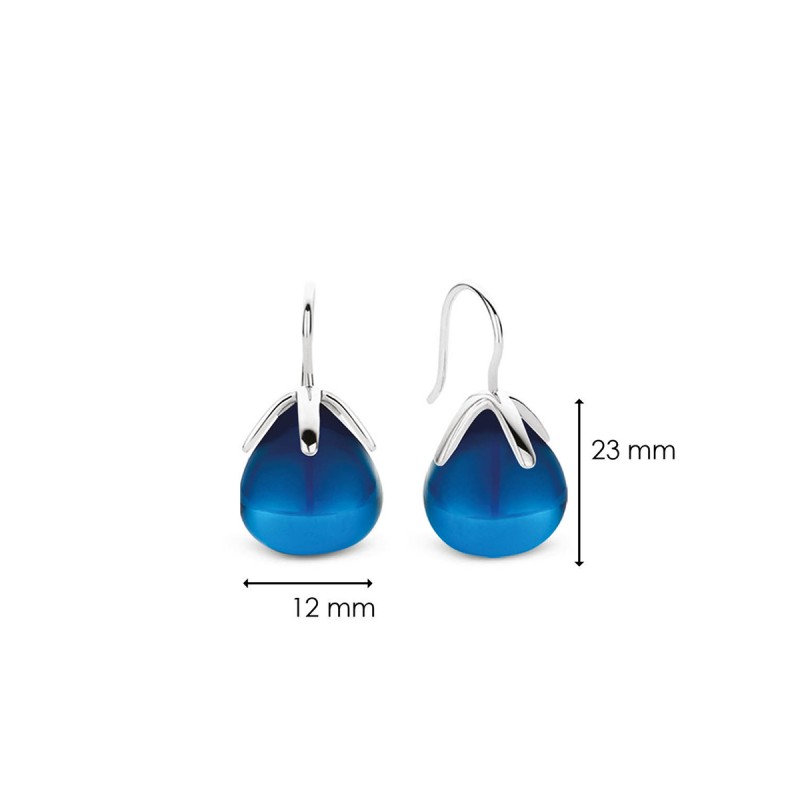 boucles d'oreilles argent et cristal bleu