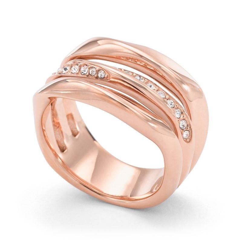 Bague Fossil en acier doré rose