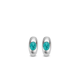 boucles d'oreilles créoles argent et perle turquoise