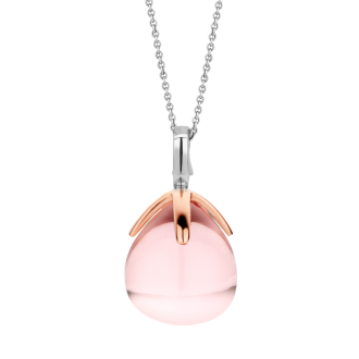 collier en argent et pendentif rose