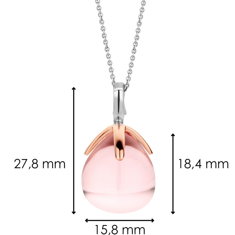 collier en argent et pendentif rose