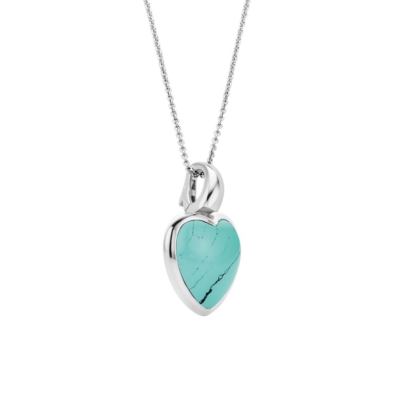 collier en argent et motif coeur turquoise