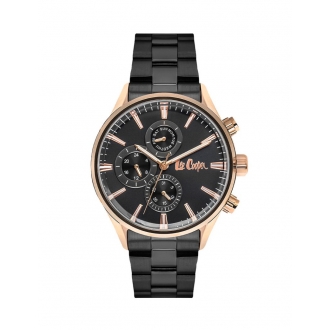 Montre Lee Cooper homme acier doré et bracelet noir 