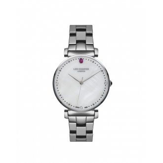 Montre Lee Cooper femme bracelet argenté cadran blanc