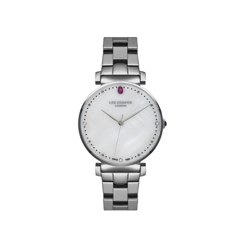 Montre Lee Cooper femme bracelet argenté cadran blanc