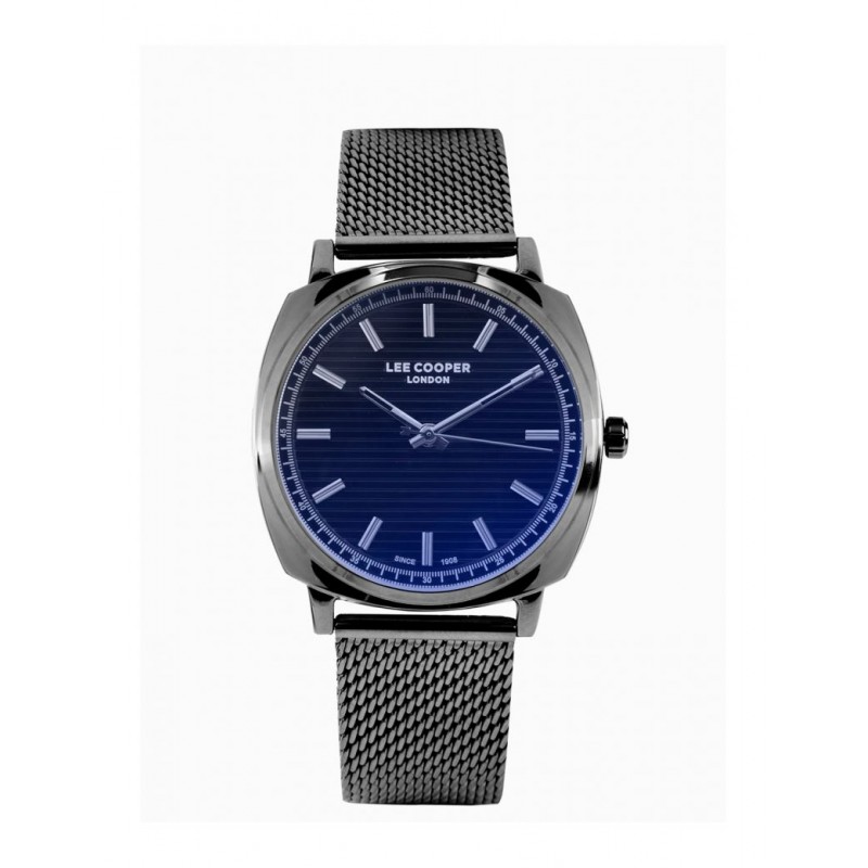 Montre Lee Cooper homme acier bracelet argenté cadran bleu 