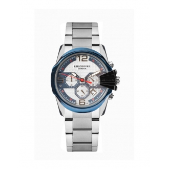 Montre Lee Cooper homme acier bracelet argenté cadran blanc