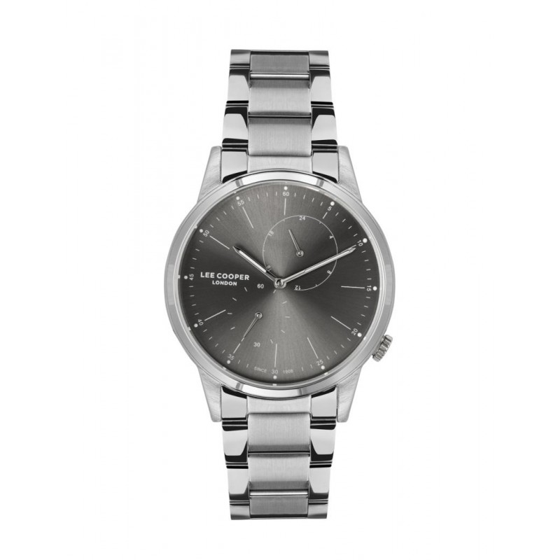 Montre Lee Cooper homme acier argenté cadran gris foncé 