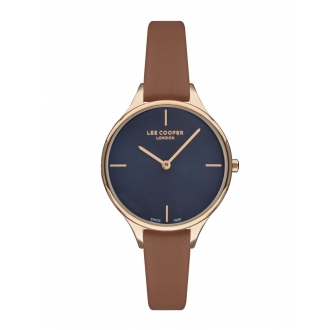 Montre femme Lee Cooper acier doré rose cadran bleu