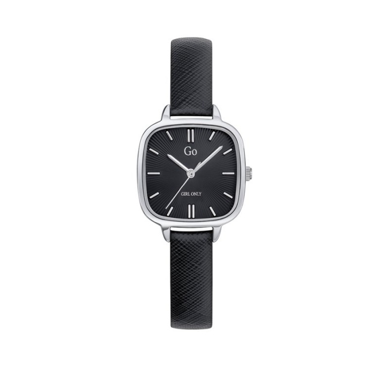 MONTRE GO CARREE NOIR ET COULEUR ARGENT