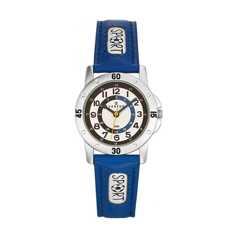 Montre Certus enfant bracelet cuir bleu