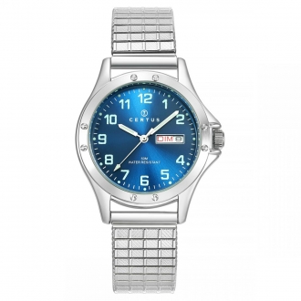 Montre homme Certus bracelet argenté cadran bleu