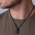 collier Phebus homme plaque acier noir