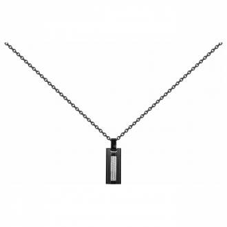 collier Phebus homme plaque acier noir